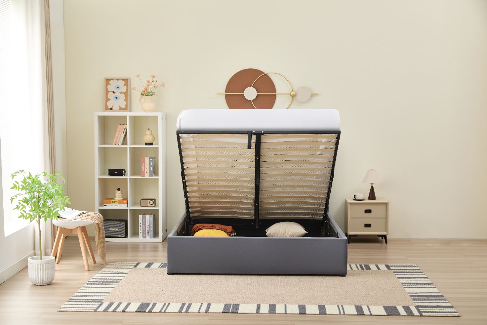 Dion Lift-Up Storage Bed- Dark Grey
