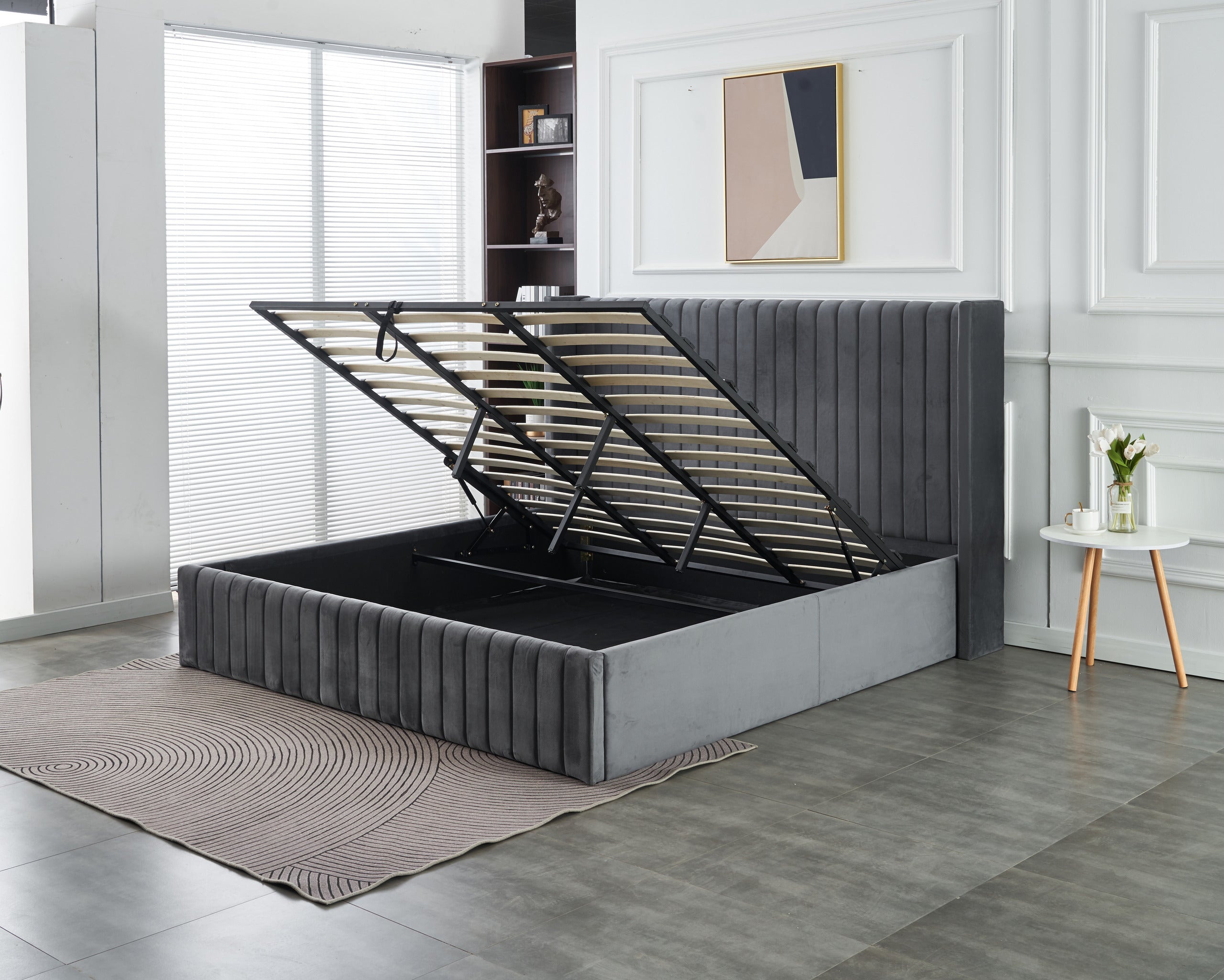 Allure Lift-up Storage Bed- Dark Grey