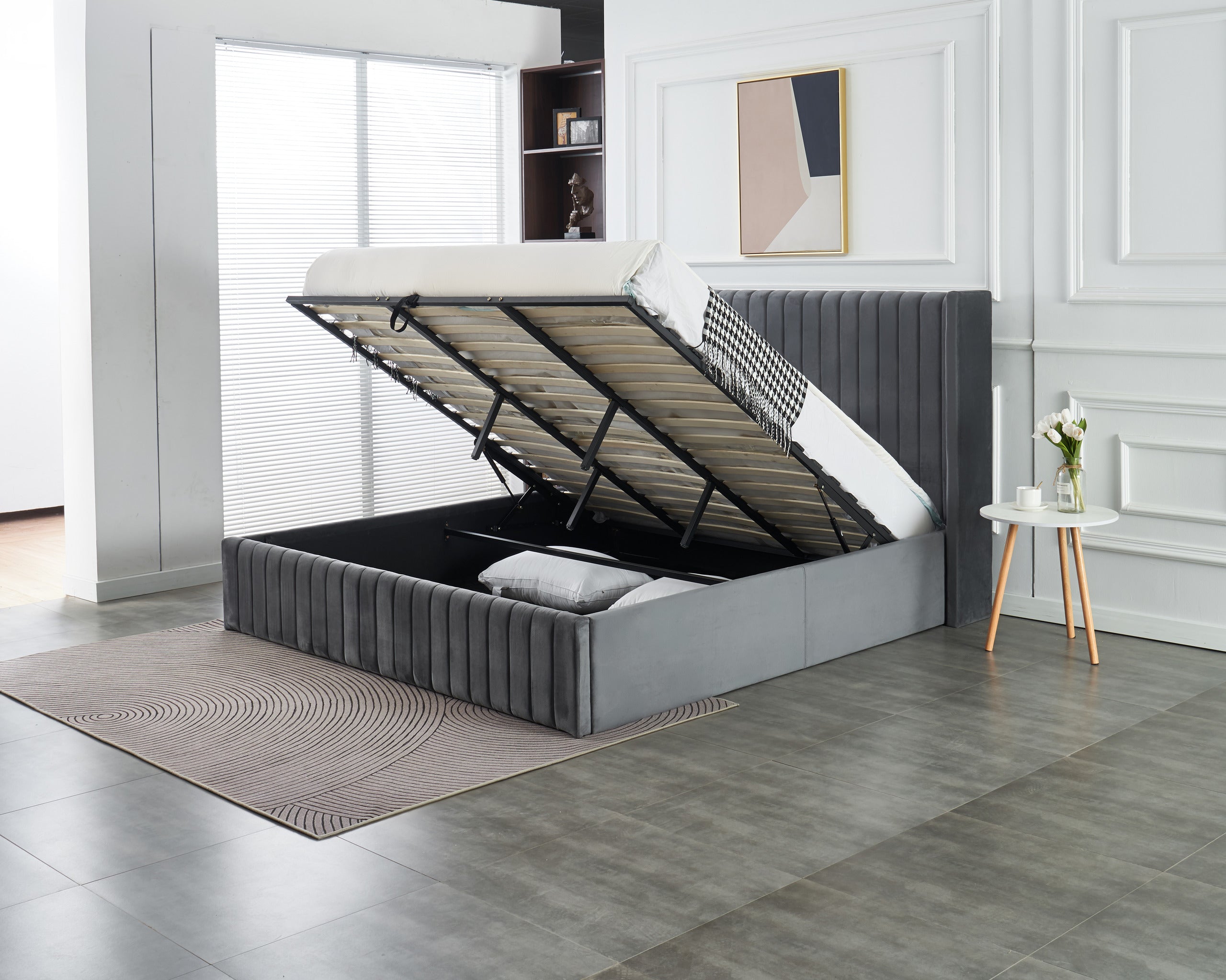 Allure Lift-up Storage Bed- Dark Grey