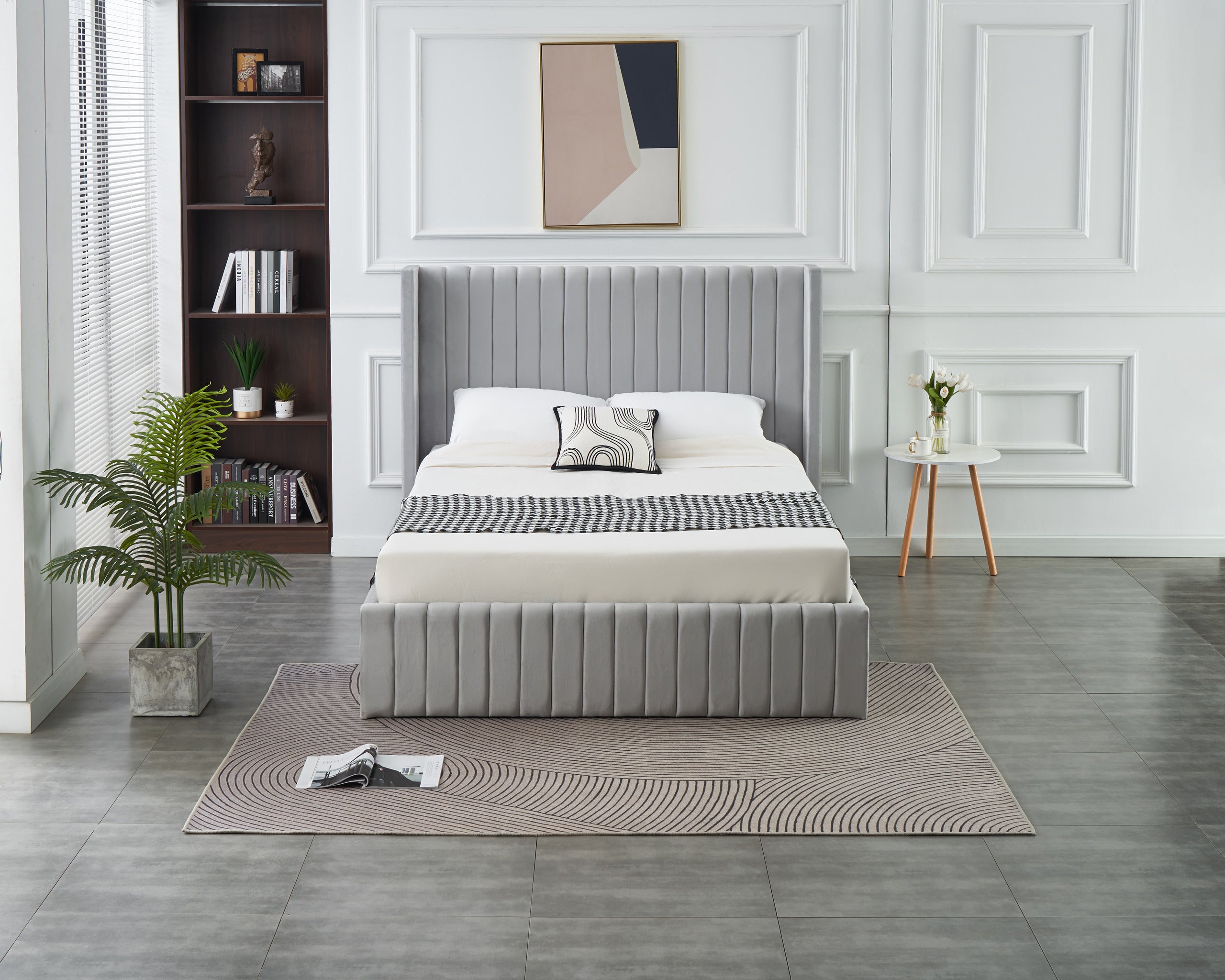 Allure Lift-up Storage Bed- Light Grey
