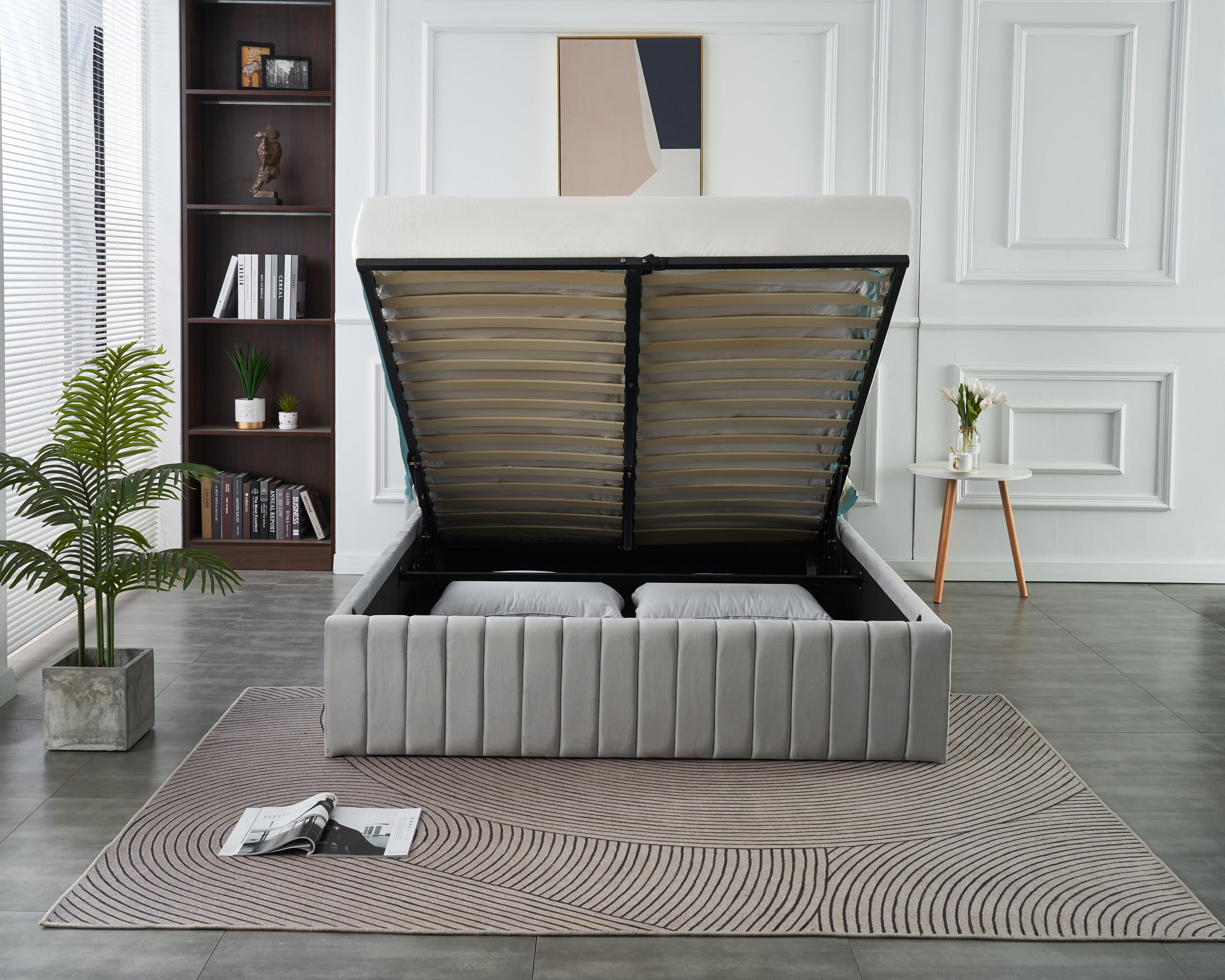 Allure Lift-up Storage Bed- Light Grey