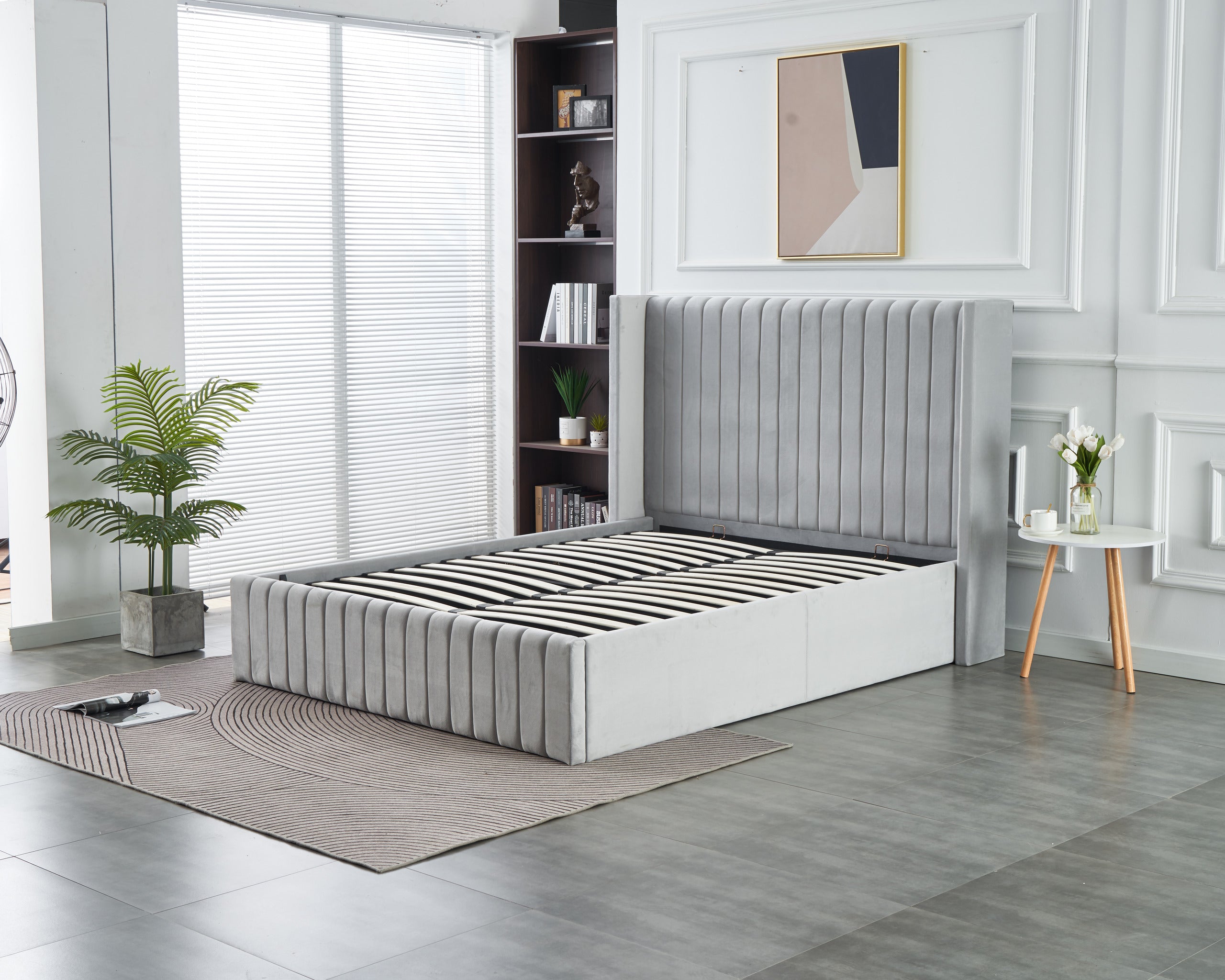 Allure Lift-up Storage Bed- Light Grey
