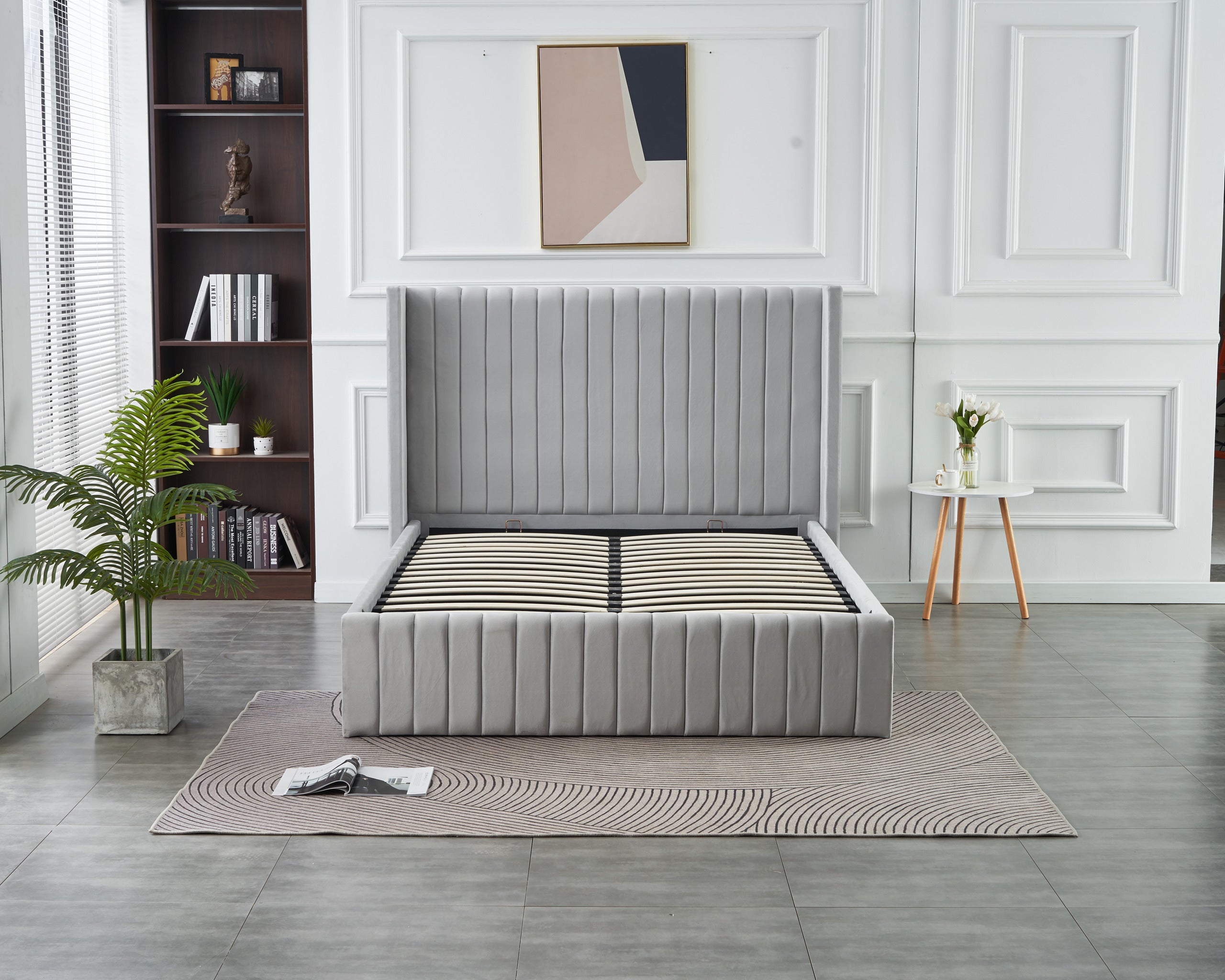 Allure Lift-up Storage Bed- Light Grey