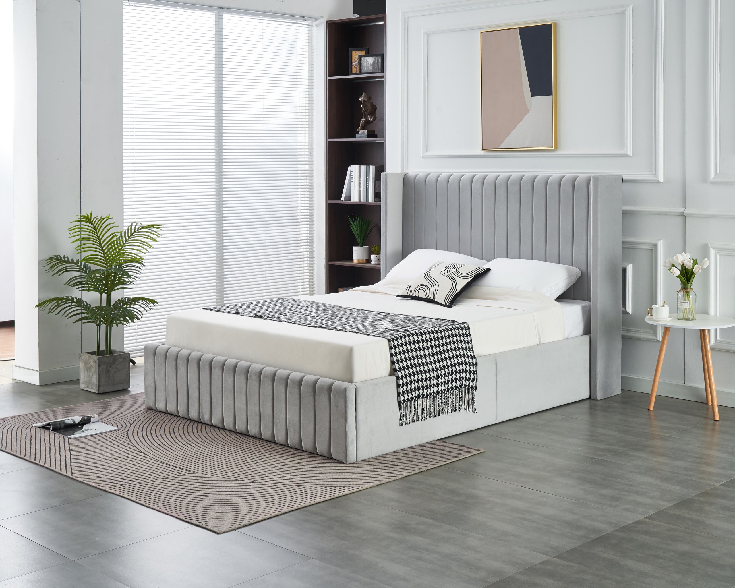 Allure Lift-up Storage Bed- Light Grey