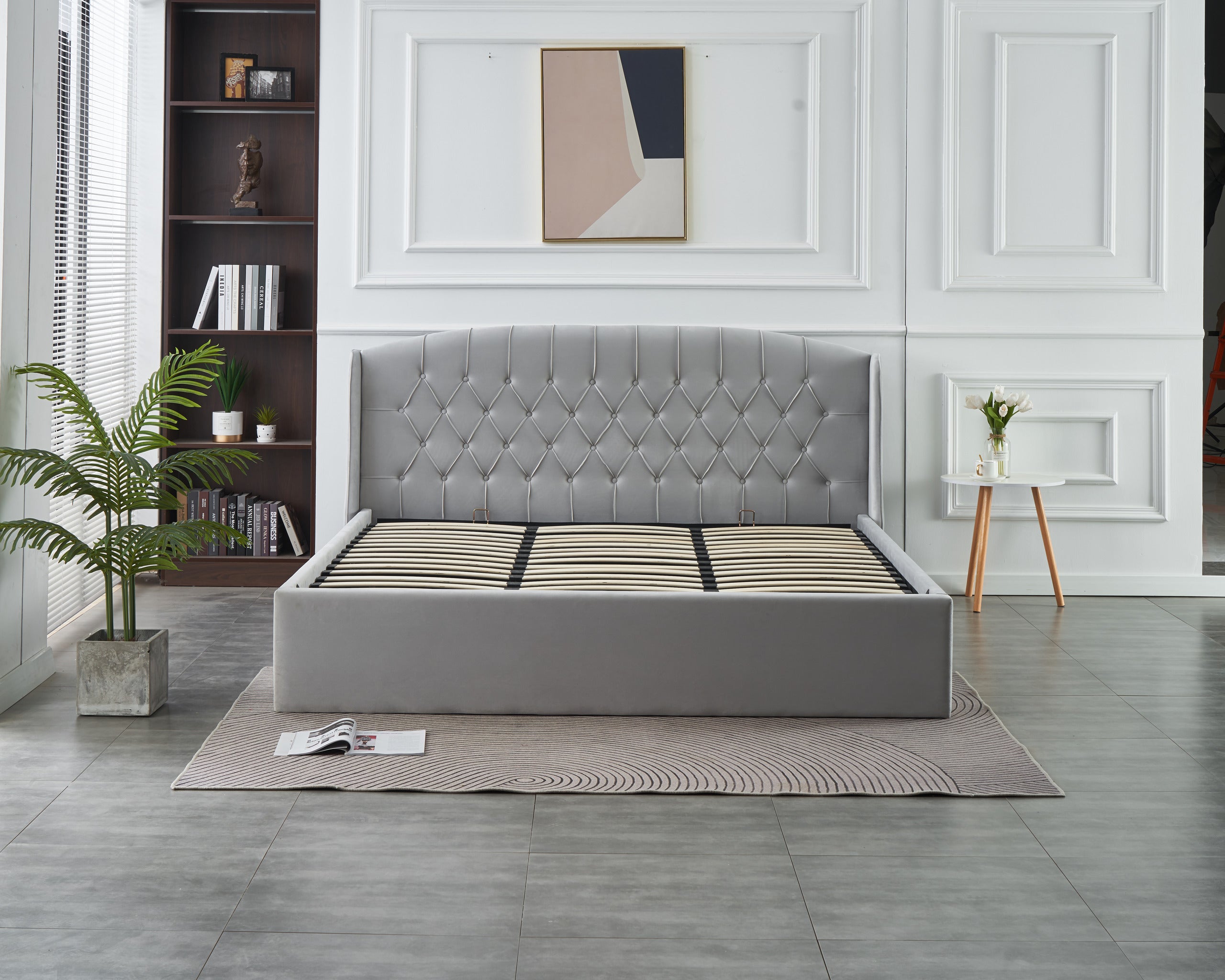 Stella Lift-Up Storage Bed- Light Grey