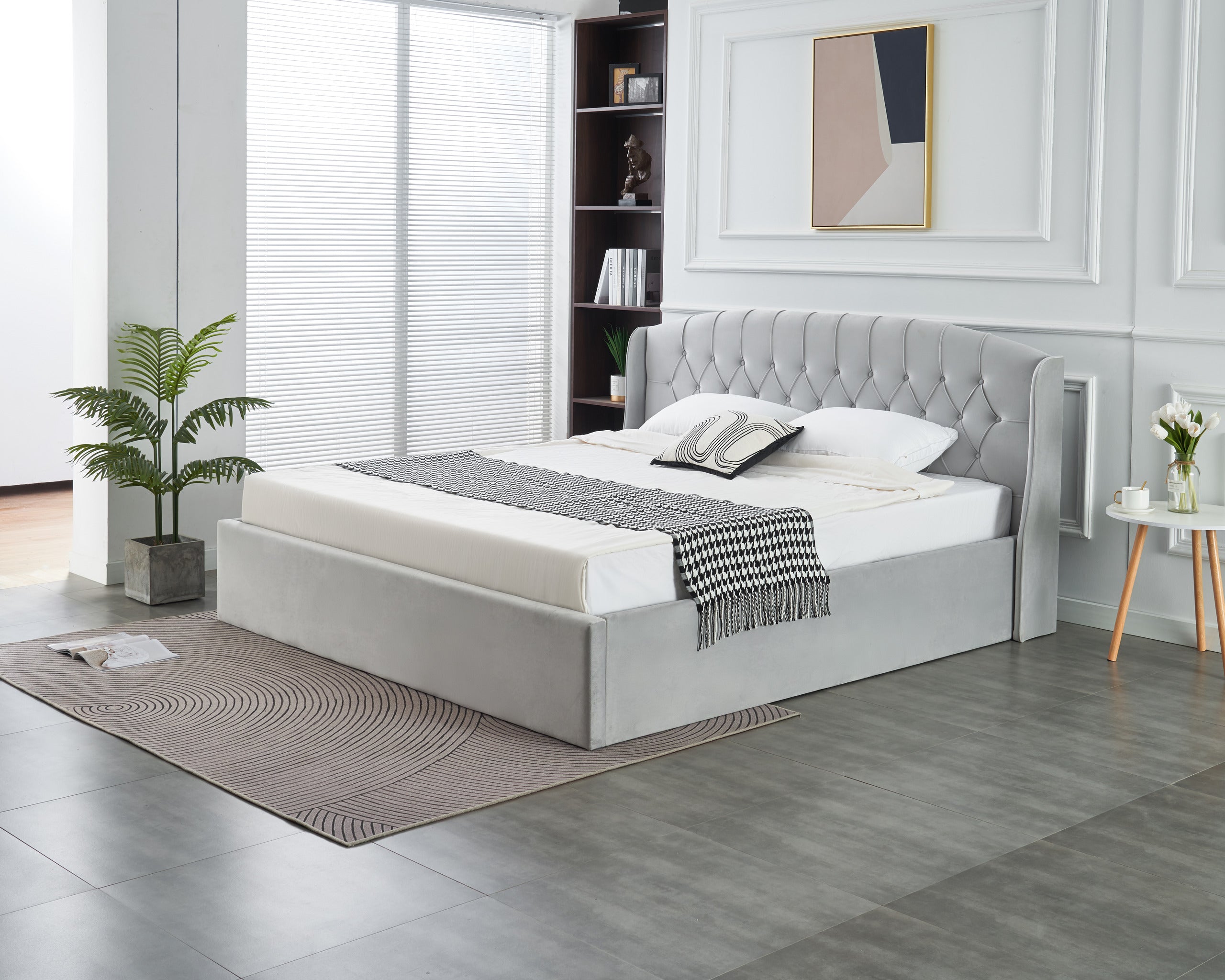 Stella Lift-Up Storage Bed- Light Grey