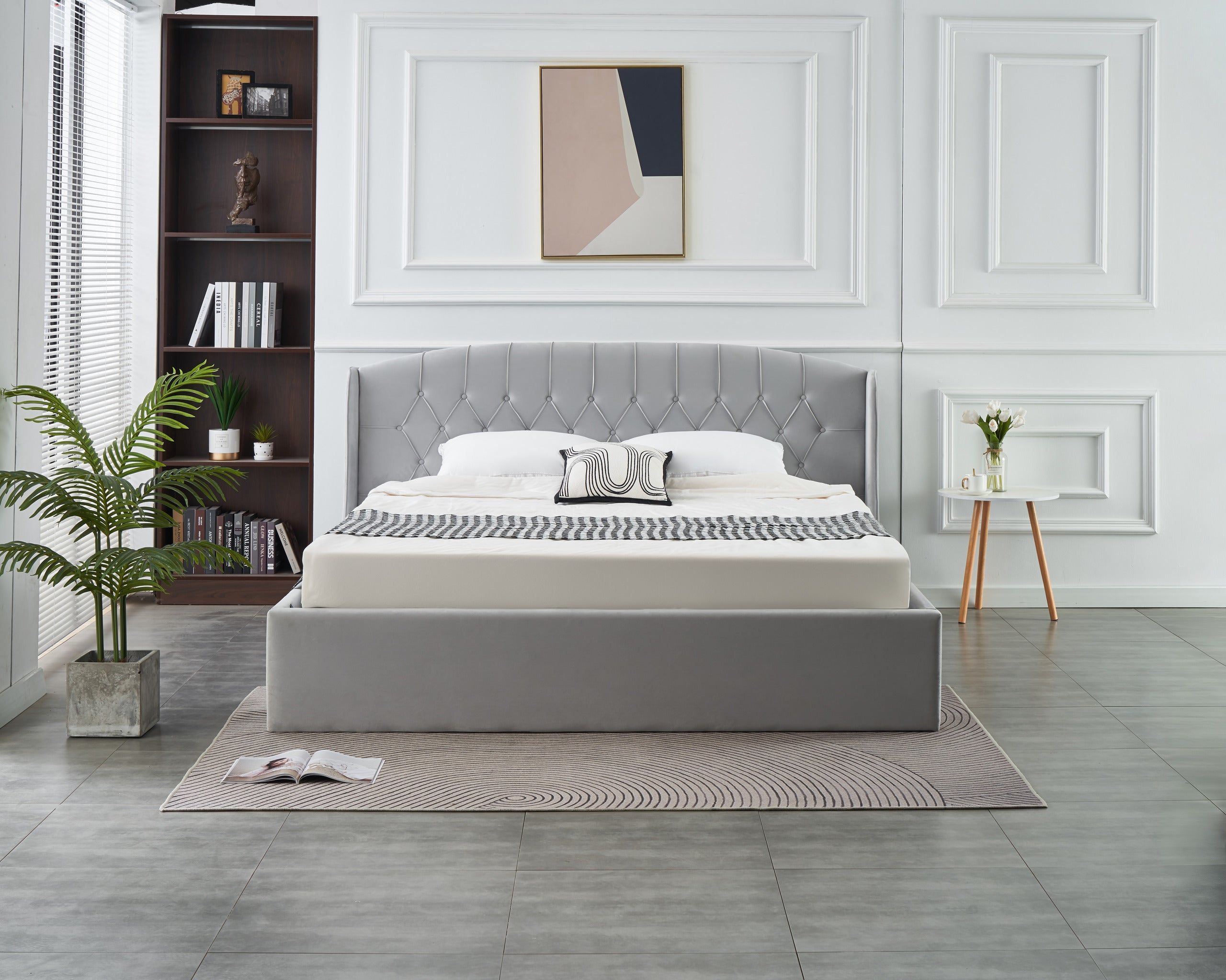 Stella Lift-Up Storage Bed- Light Grey