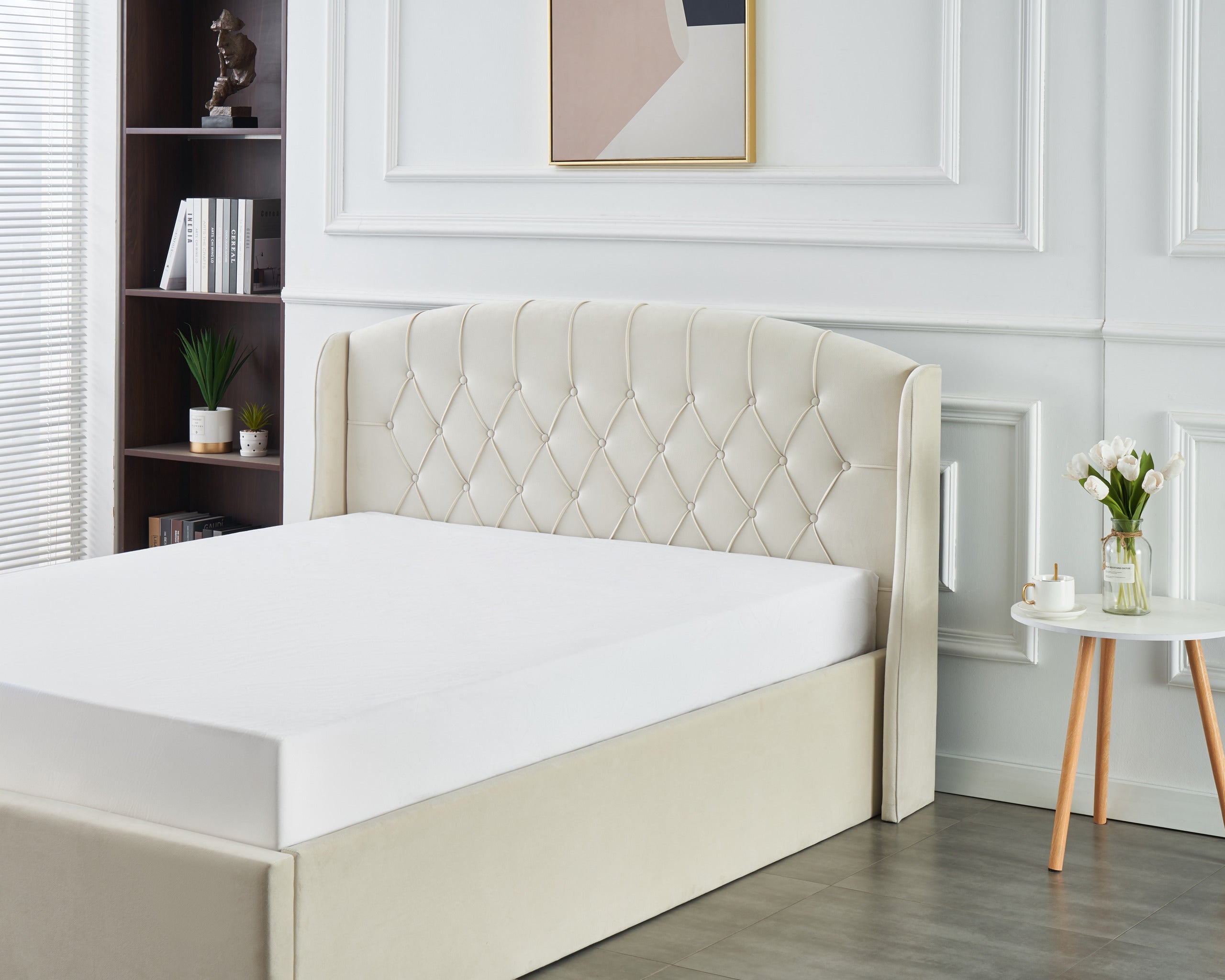 Stella Lift-Up Storage Bed- Beige