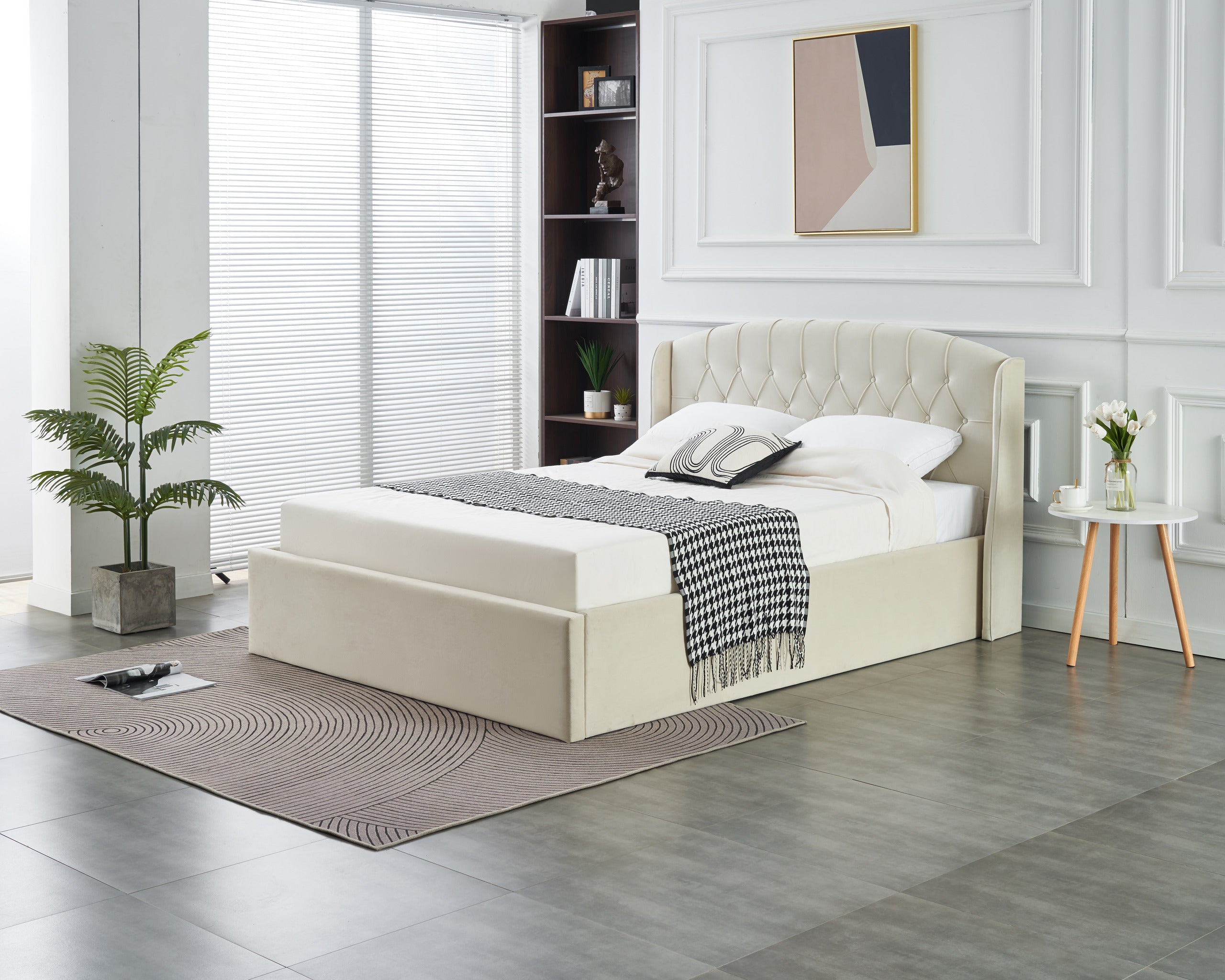 Stella Lift-Up Storage Bed- Beige
