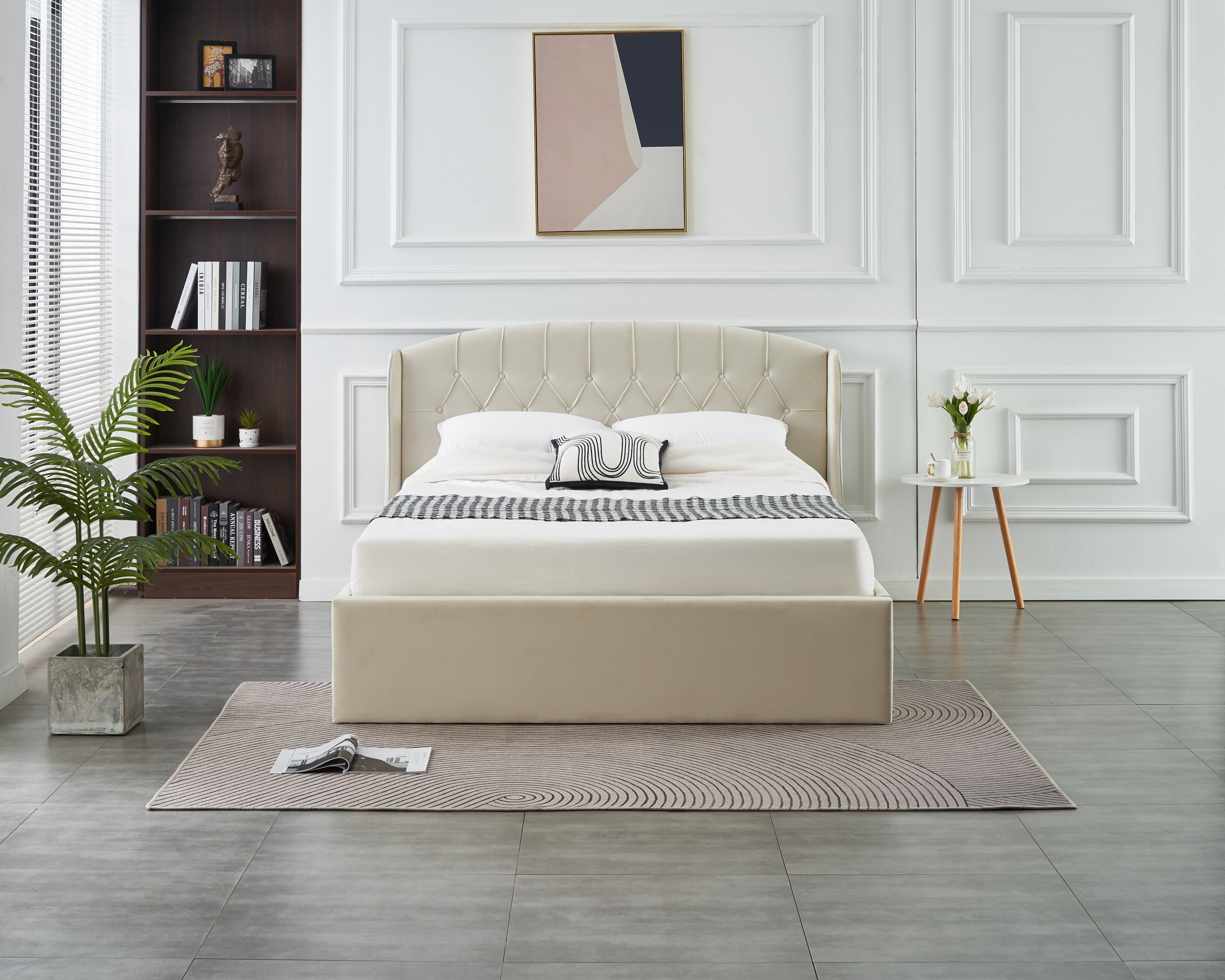 Stella Lift-Up Storage Bed- Beige