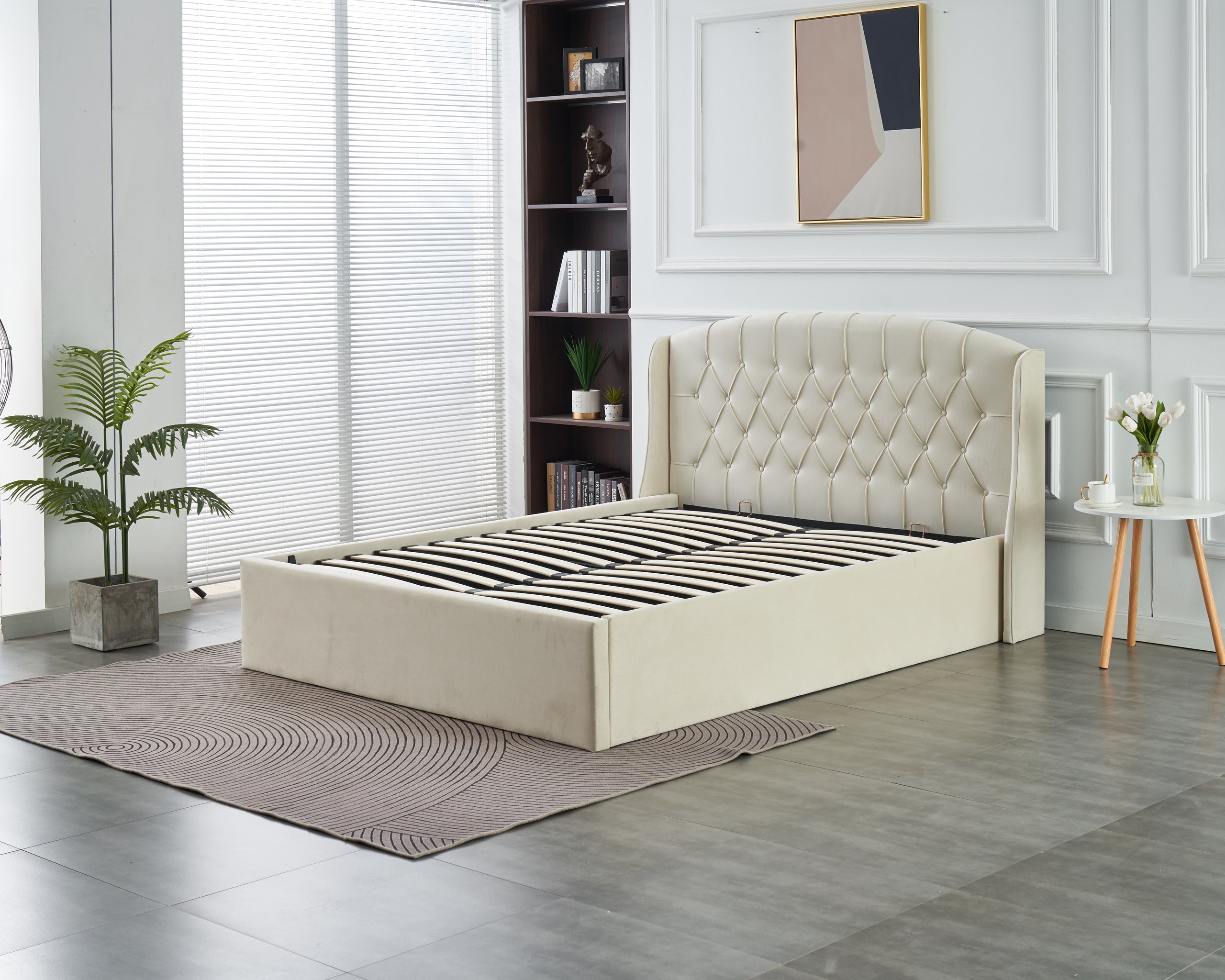 Stella Lift-Up Storage Bed- Beige