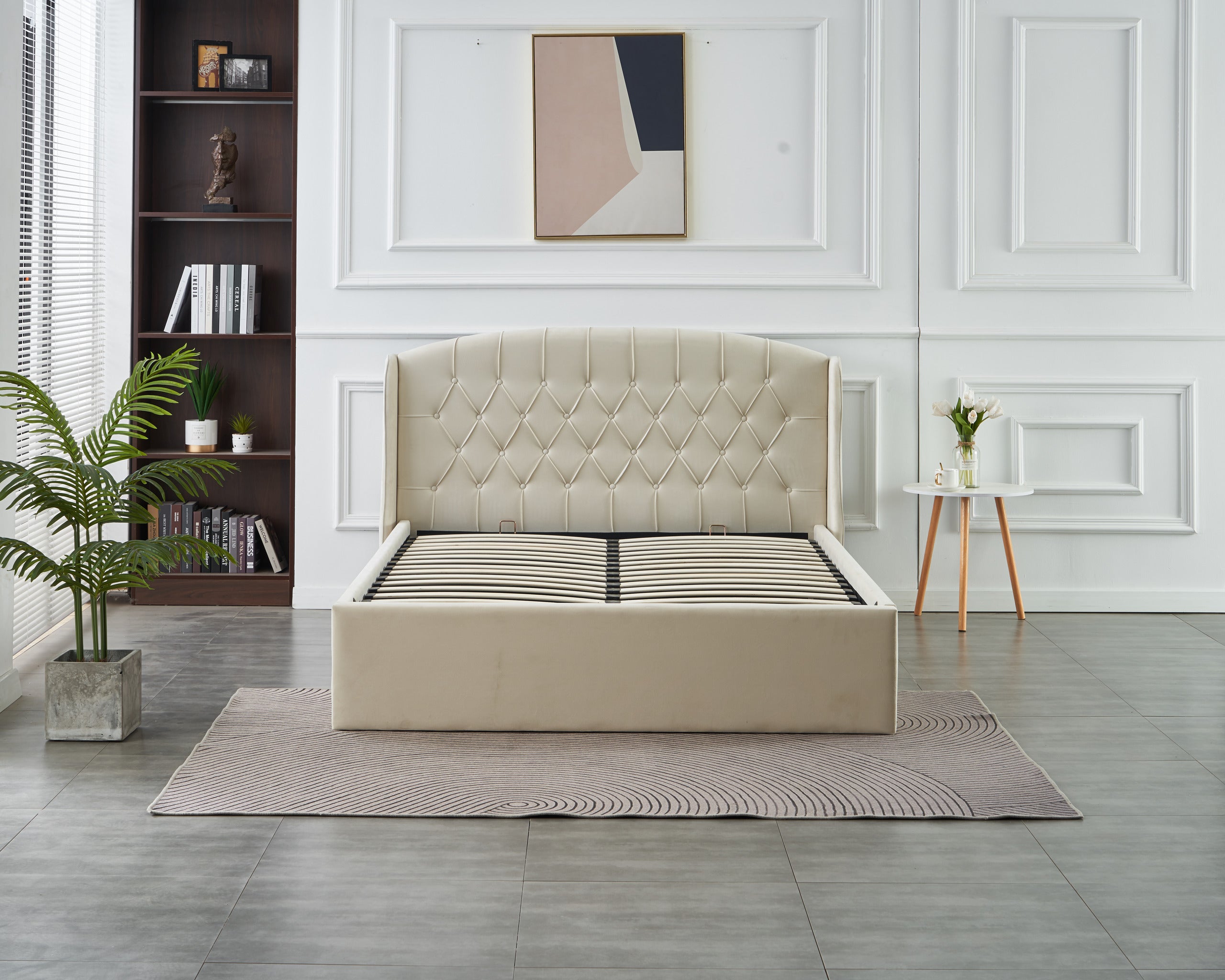 Stella Lift-Up Storage Bed- Beige