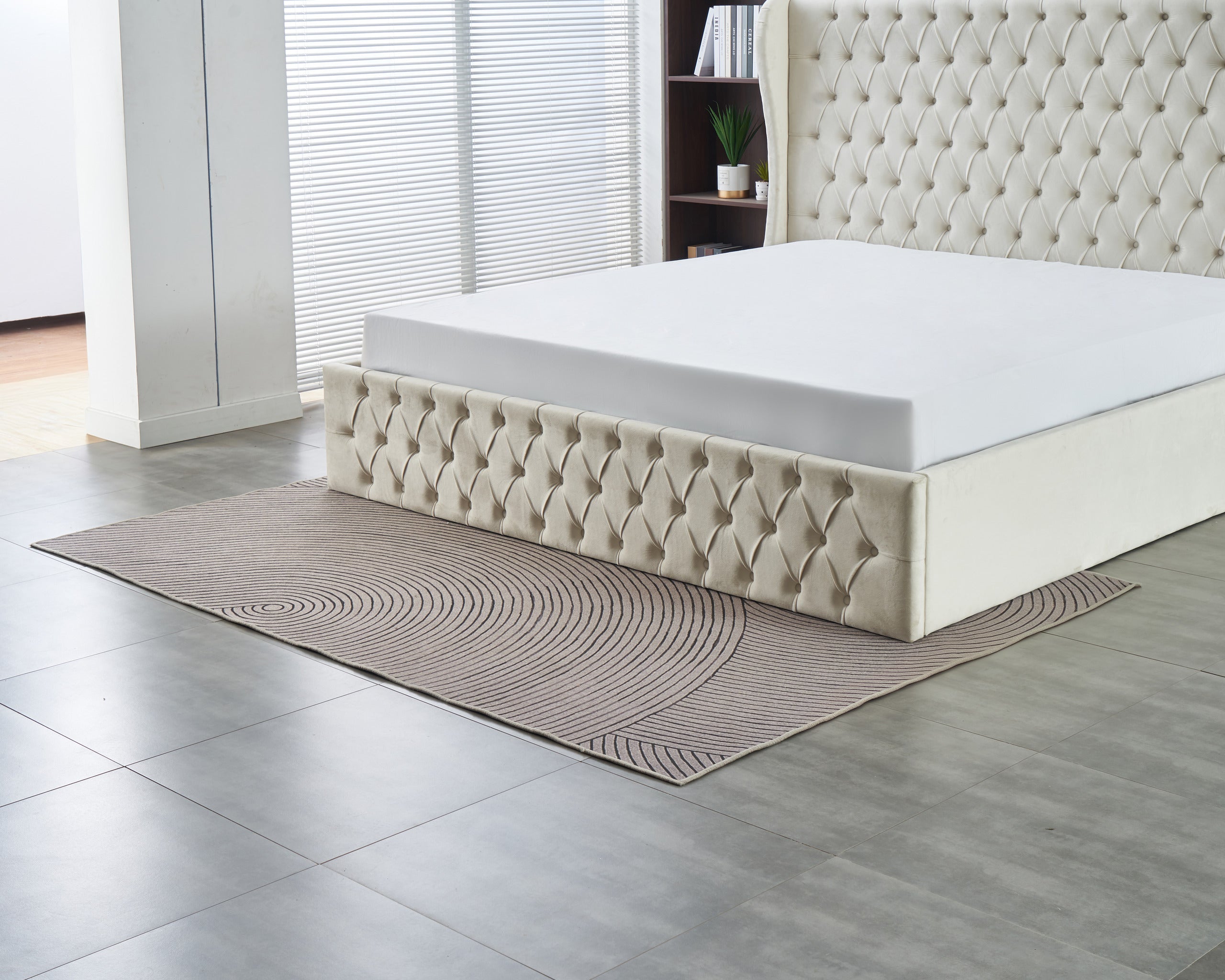 Alaya Lift-up Storage Bed- Beige