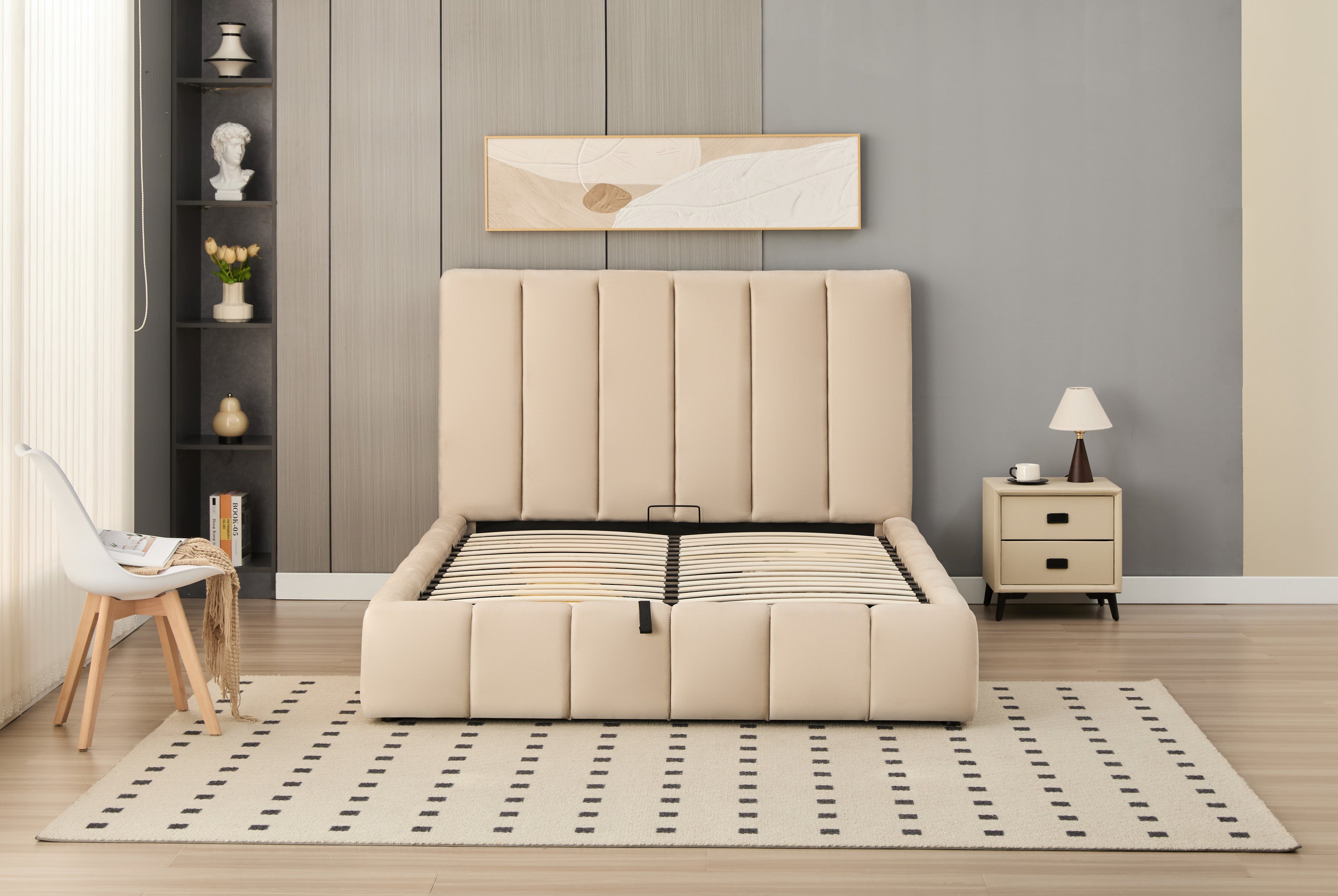 Elif Lift-Up Storage Cloud Bed- Beige