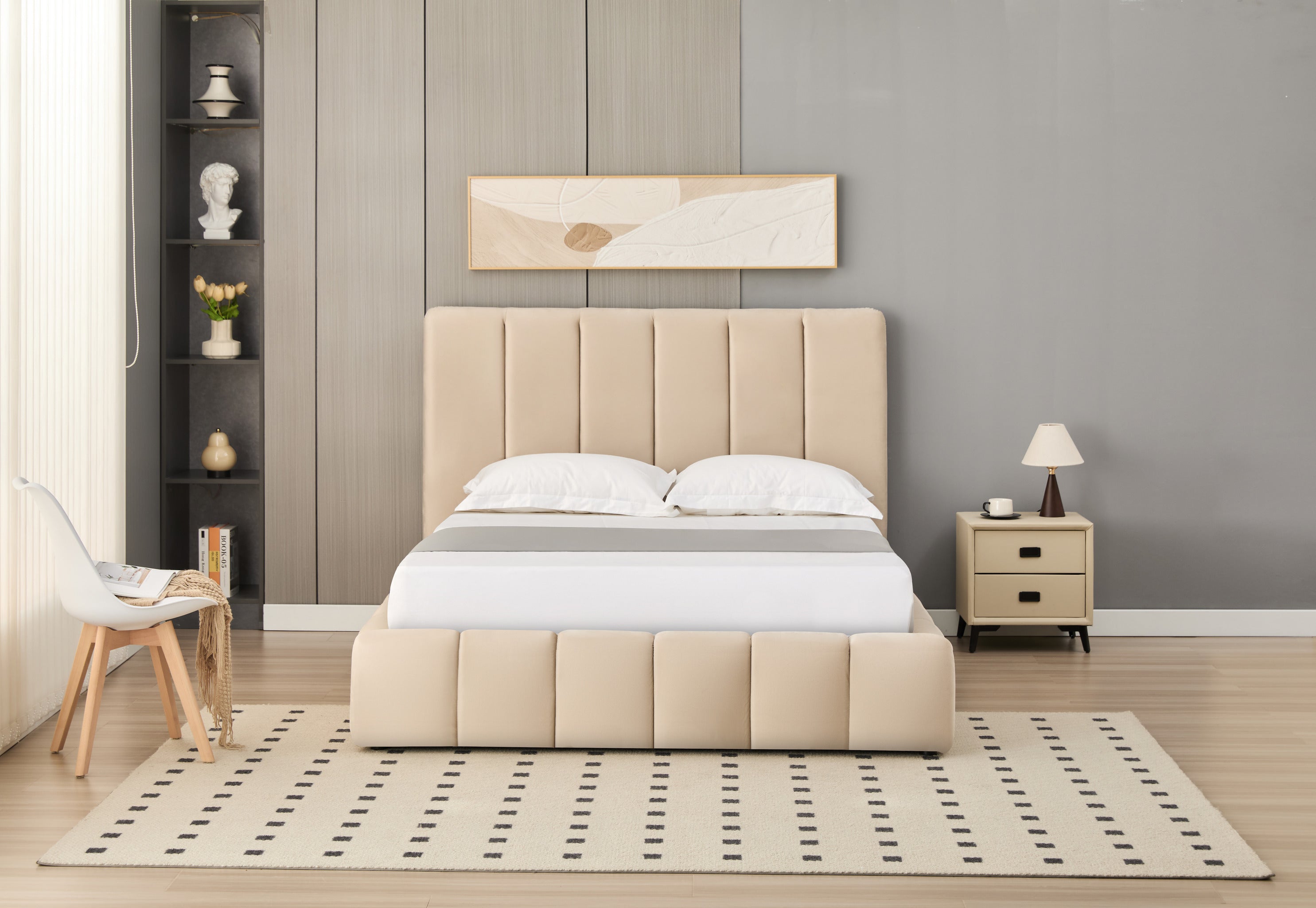 Elif Lift-Up Storage Cloud Bed- Beige