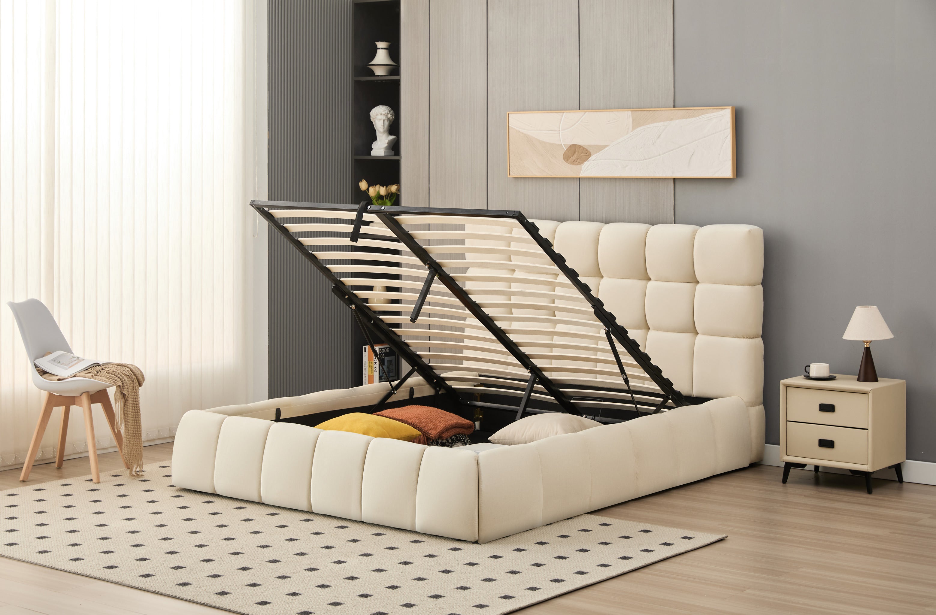 Celeste Lift-Up Storage Cloud Bed- Cream