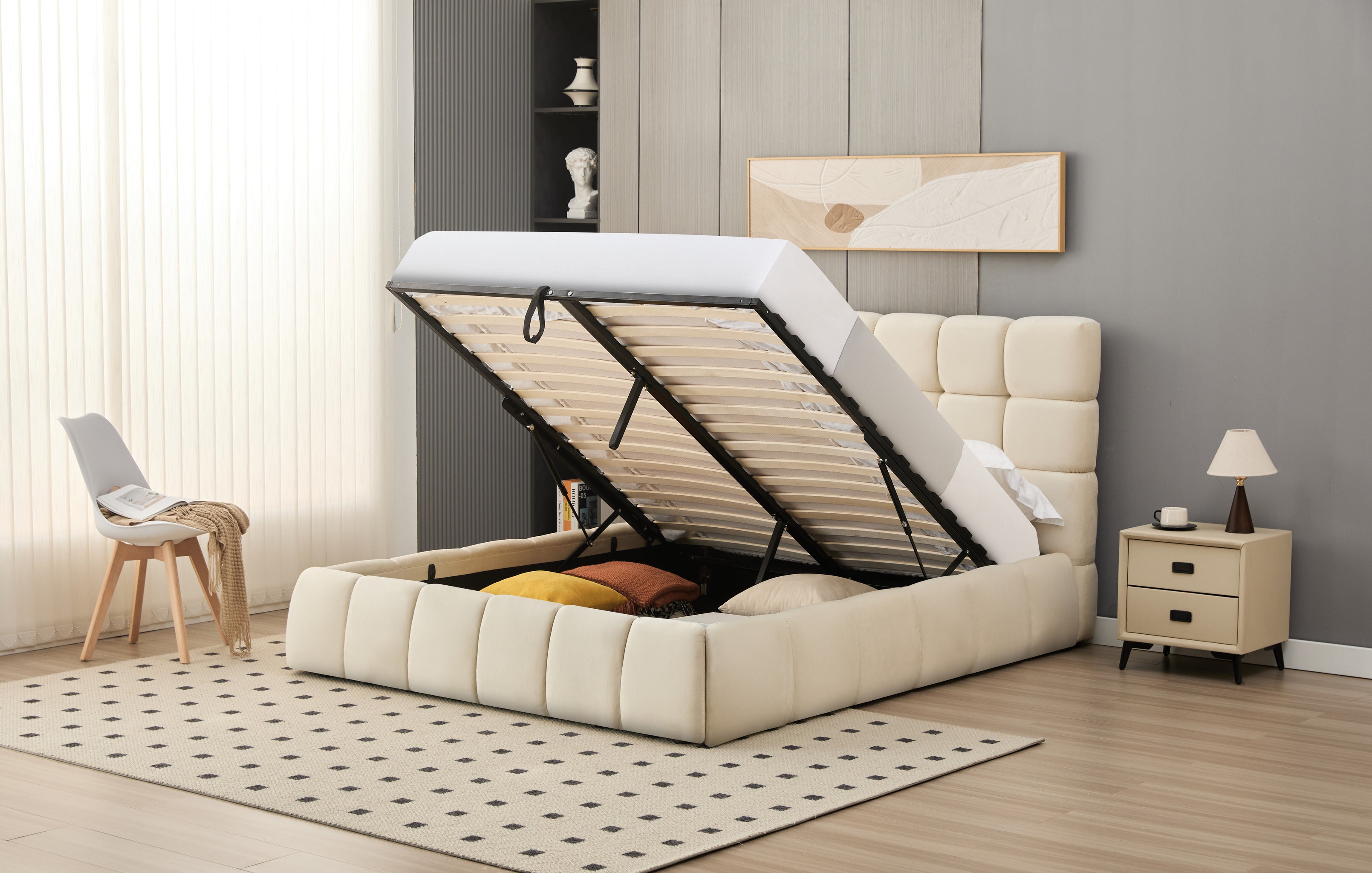 Celeste Lift-Up Storage Cloud Bed- Cream
