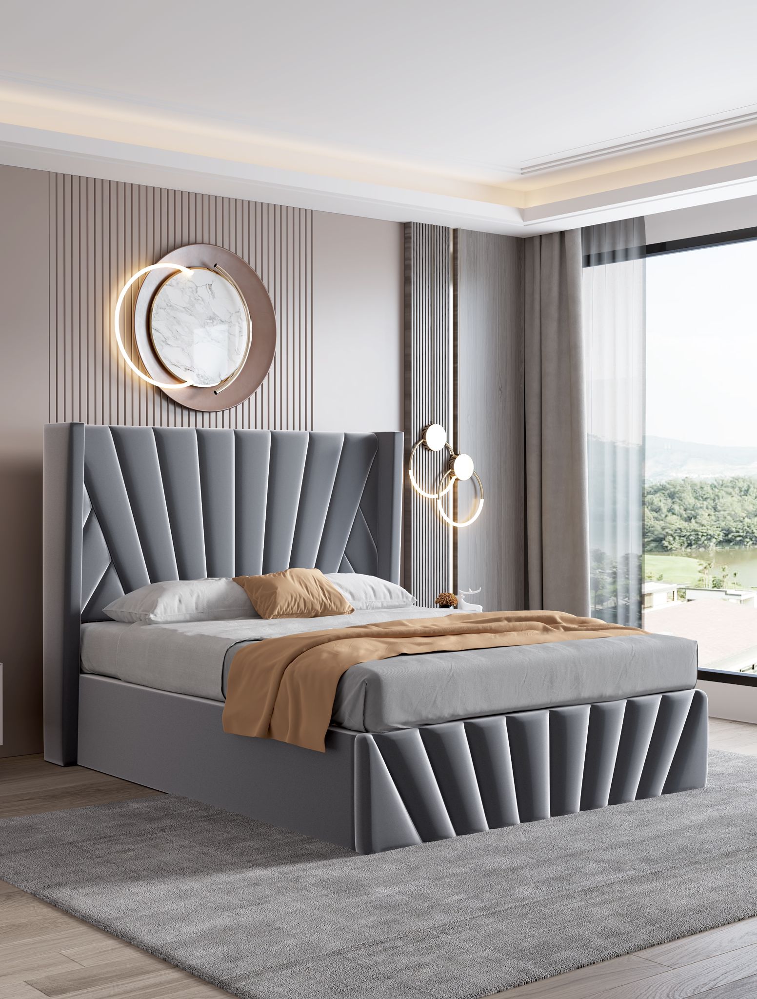 Luna Lift-Up Storage Bed- Dark Grey